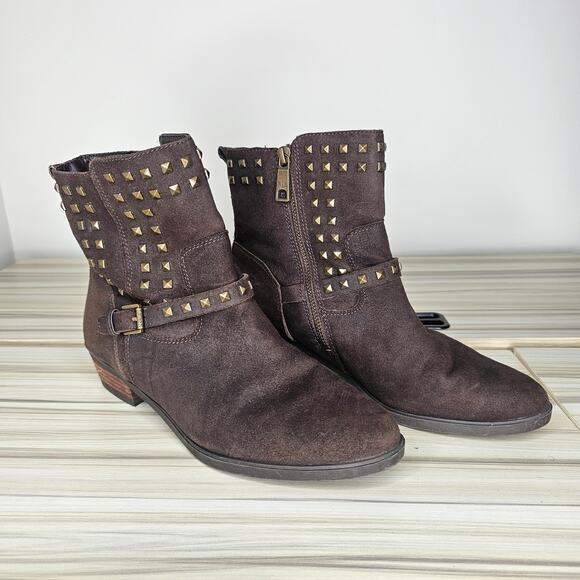 Lauren Ralph Lauren Brown Shaelynn Studded Suede Ankle Boots Size 8 - Picture 11 of 11